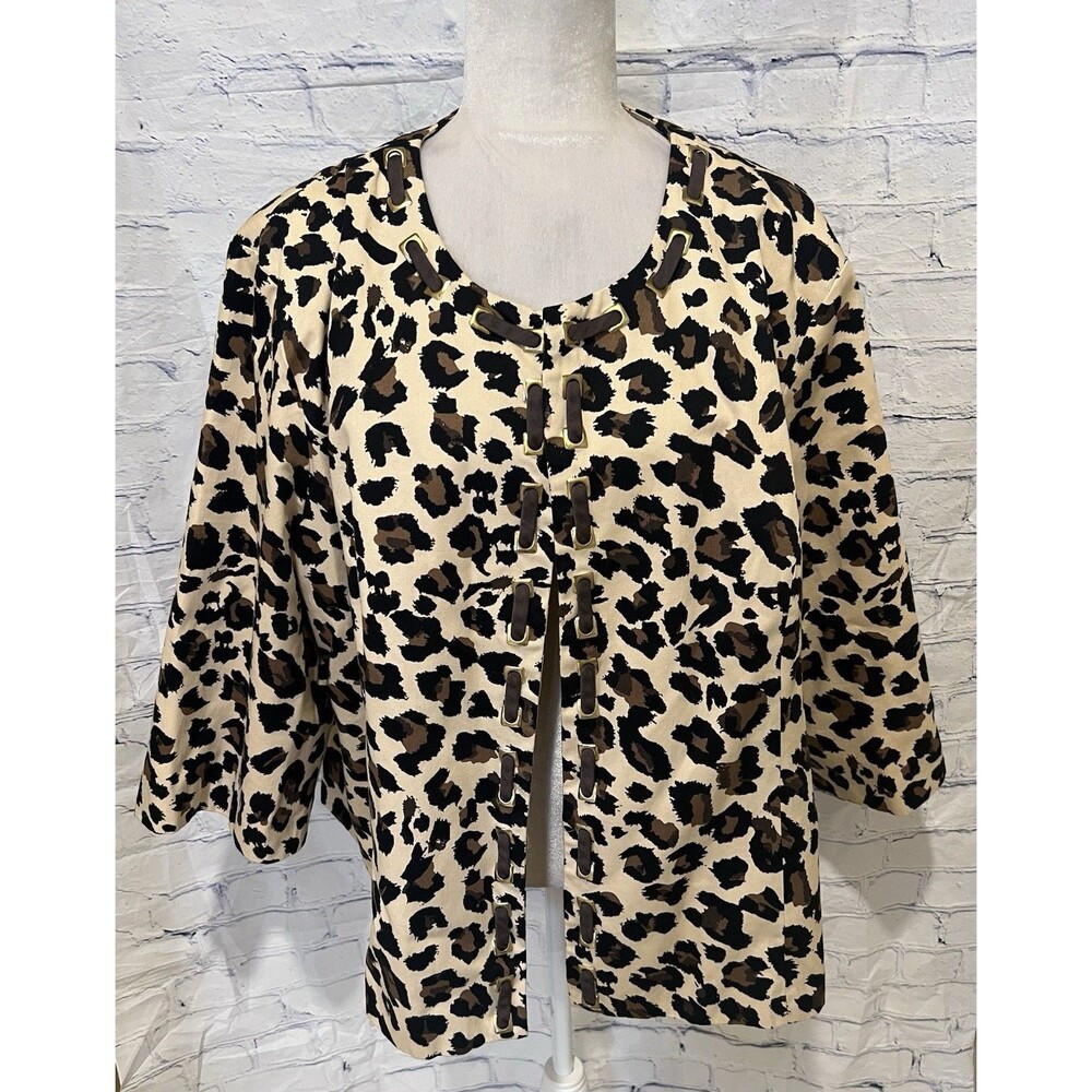 Carole Little Woman Cheetah Print Lightweight Jacket Size 1X/2X